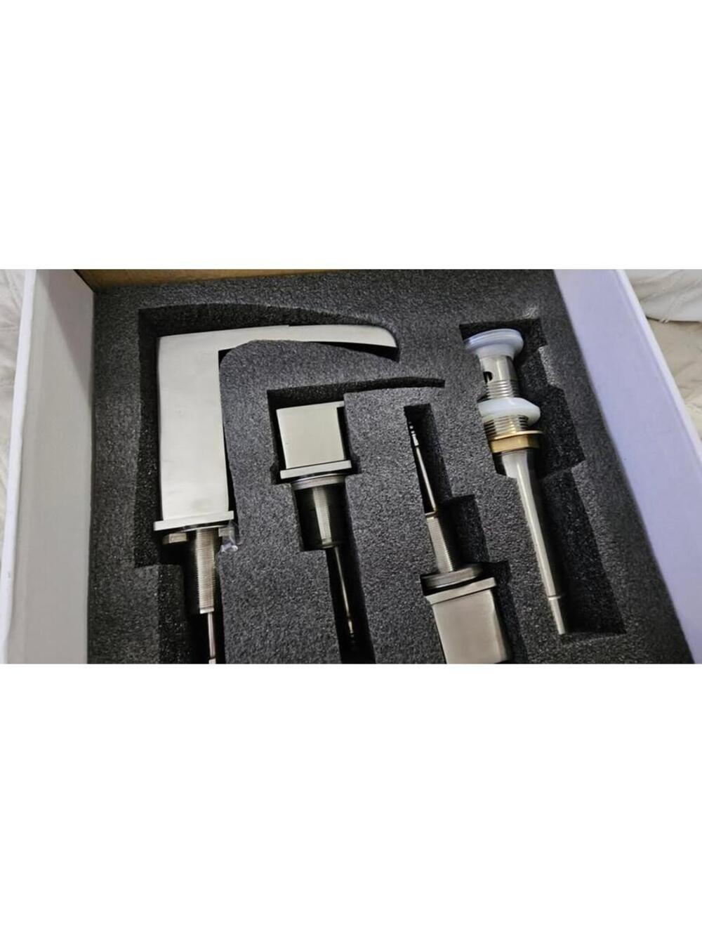 Phiestina 8" Widespread Brushed Nickel Waterfall Bathroom Sink Faucet